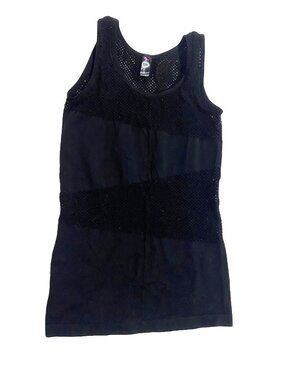 Y2K FISHNET Mesh Panel Tank Top M Goth Punk Alternative Streetwear Edgy Clubwear